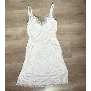 Vintage White Lace Slip Dress Lingere Nylon